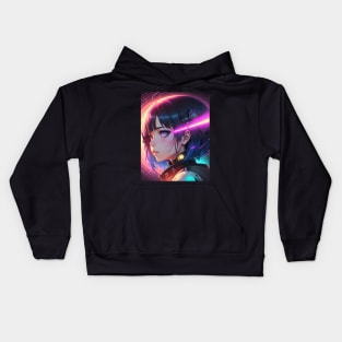 Charming Cuteness: Embrace the Irresistible Anime Girl Cute Kawaii Vibe Cyberpunk Galaxy Space Universe Kids Hoodie